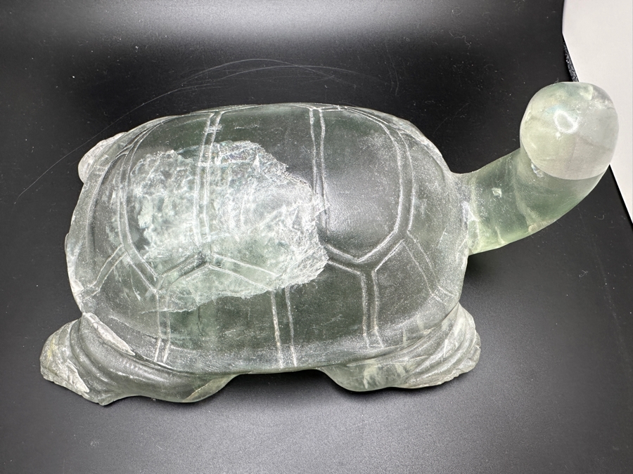 Large Hand Carved Light Green Stone Turtle Figurine 2,105g [Photo 11]