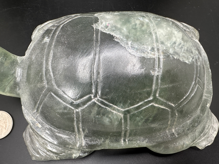 Large Hand Carved Light Green Stone Turtle Figurine 2,105g [Photo 7]