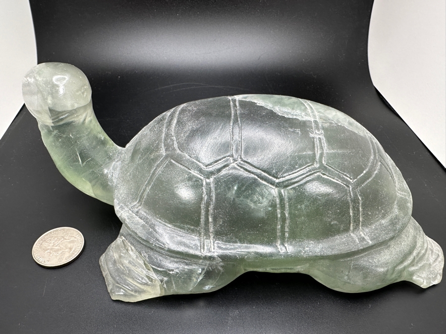 Large Hand Carved Light Green Stone Turtle Figurine 2,105g [Photo 5]