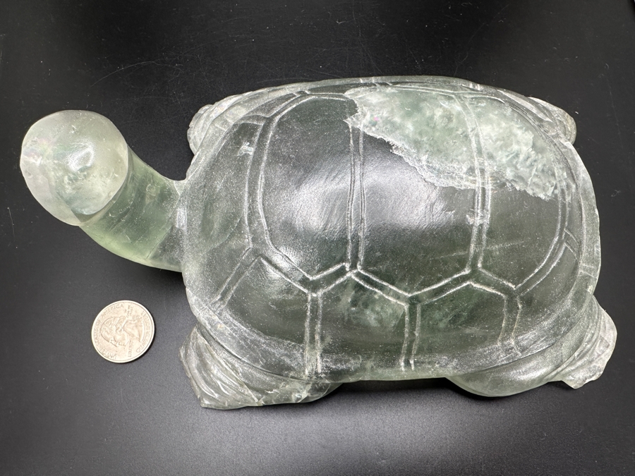 Large Hand Carved Light Green Stone Turtle Figurine 2,105g [Photo 6]
