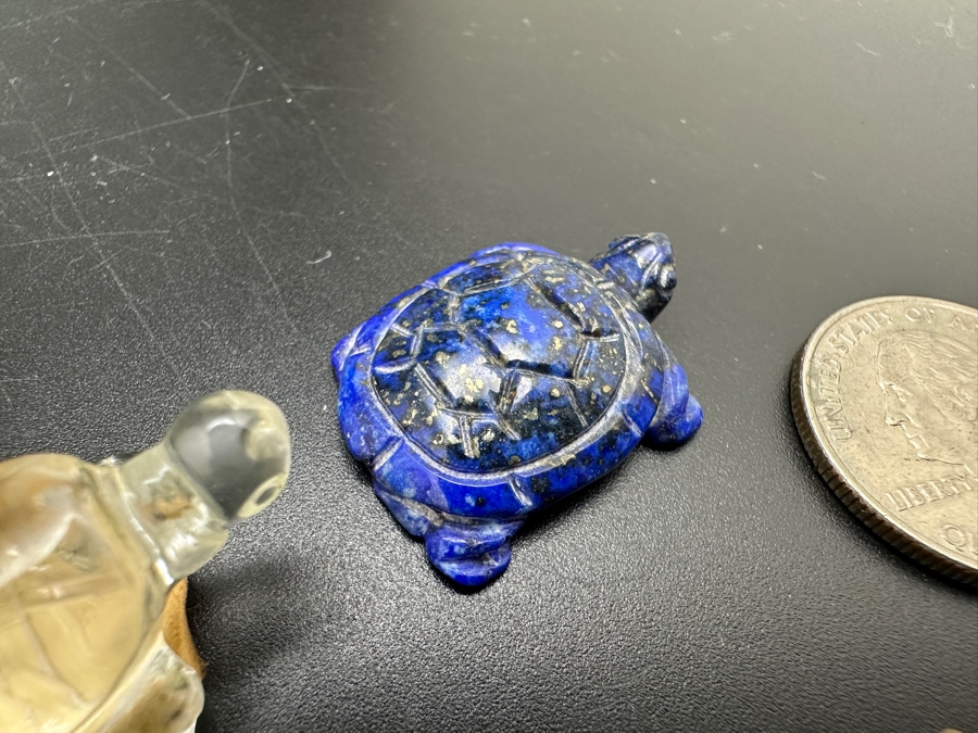 Collection Of Ten Hand Carved Miniature Turtle Figurines Of Various Stones [Photo 14]