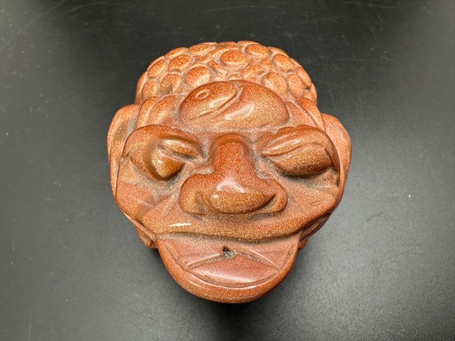 Carved Chinese Goldstone Feng Shui Golden Toad Wealth Figurine 325g [Photo 6]