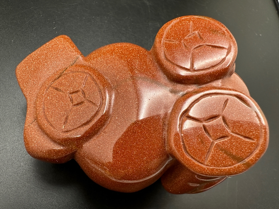 Carved Chinese Goldstone Feng Shui Golden Toad Wealth Figurine 325g [Photo 12]