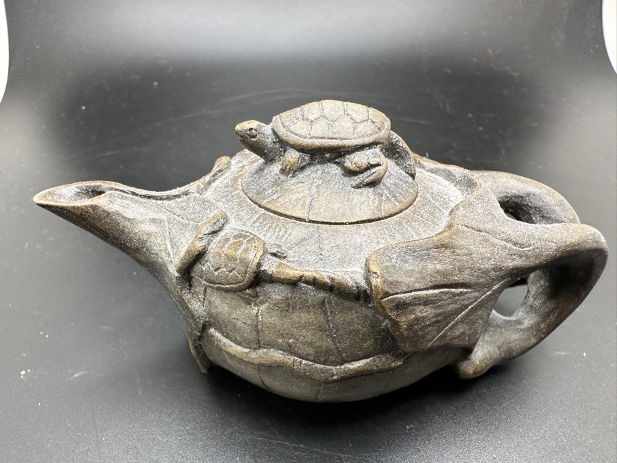 Vintage Chinese Clay Teapot With Turtle Finial 2H [Photo 2]