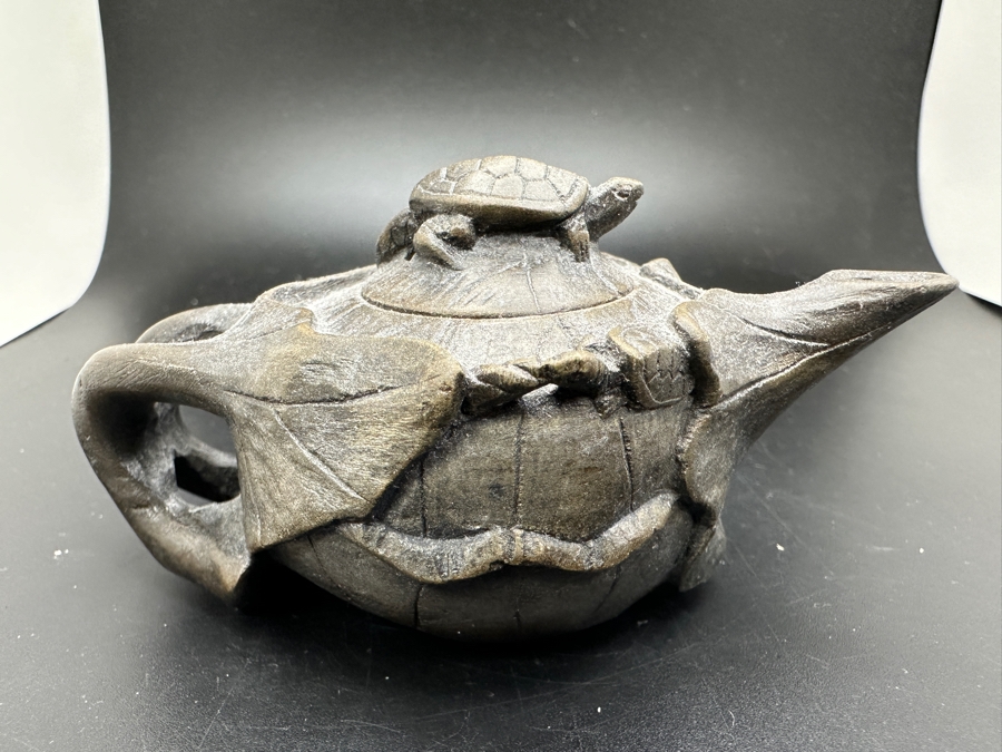 Vintage Chinese Clay Teapot With Turtle Finial 2H [Photo 6]