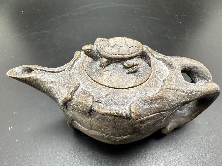 Vintage Chinese Clay Teapot With Turtle Finial 2H [Photo 3]