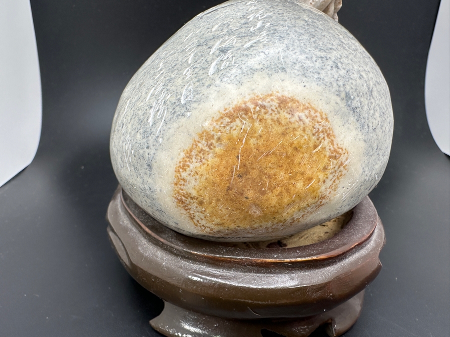 Stunning Vintage Hand-Carved Stone Turtle Emerging From Egg with Writing 84.7g [Photo 18]