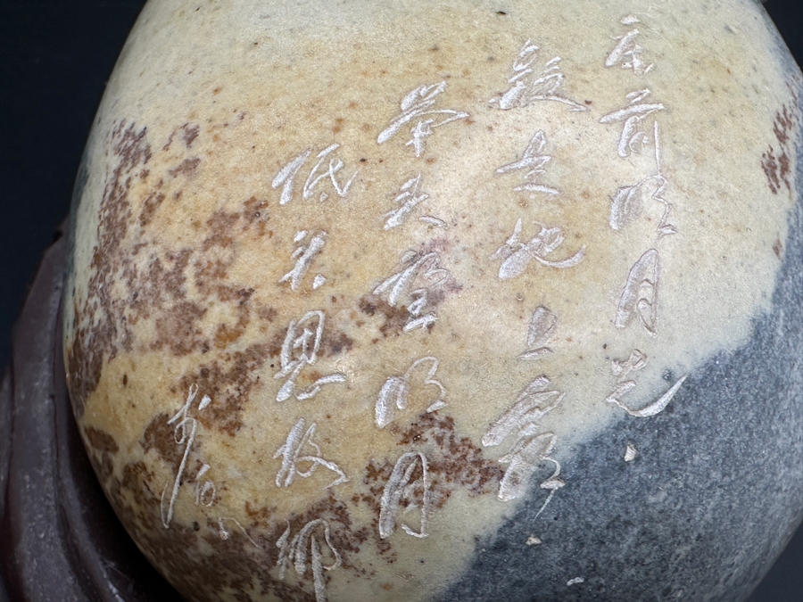 Stunning Vintage Hand-Carved Stone Turtle Emerging From Egg with Writing 74.6g [Photo 18]