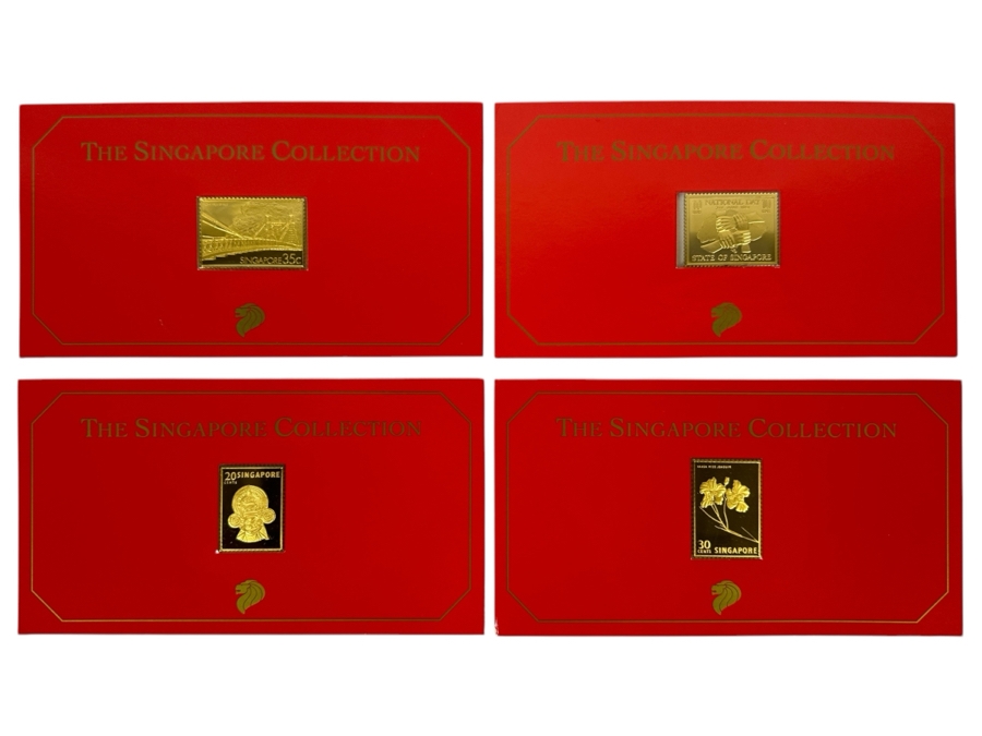 (4) Rare 1995 Limited Edition The Singapore Collection 925 Sterling Silver Proof Ingots By The Singapore Mint And Singapore Philatelic Museum Limited To 3,800 Sets 141g [Photo 1]