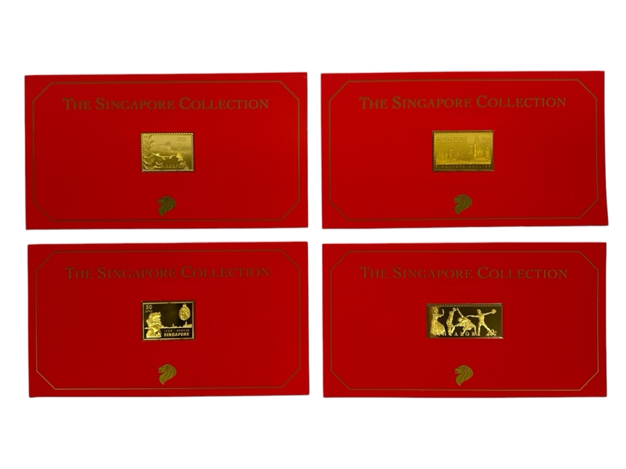 (4) Rare 1995 Limited Edition The Singapore Collection 925 Sterling Silver Proof Ingots By The Singapore Mint And Singapore Philatelic Museum Limited To 3,800 Sets 132g [Photo 1]