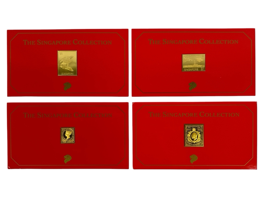 (4) Rare 1995 Limited Edition The Singapore Collection 925 Sterling Silver Proof Ingots By The Singapore Mint And Singapore Philatelic Museum Limited To 3,800 Sets 124g [Photo 1]