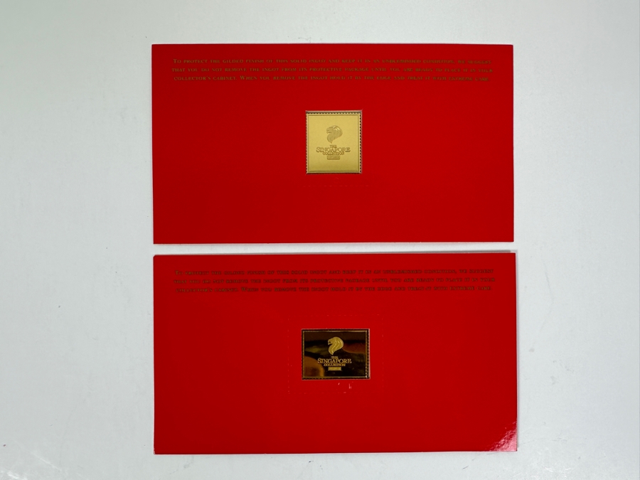 (2) Rare 1995 Limited Edition The Singapore Collection 925 Sterling Silver Proof Ingots By The Singapore Mint And Singapore Philatelic Museum Limited To 3,800 Sets 63g [Photo 5]