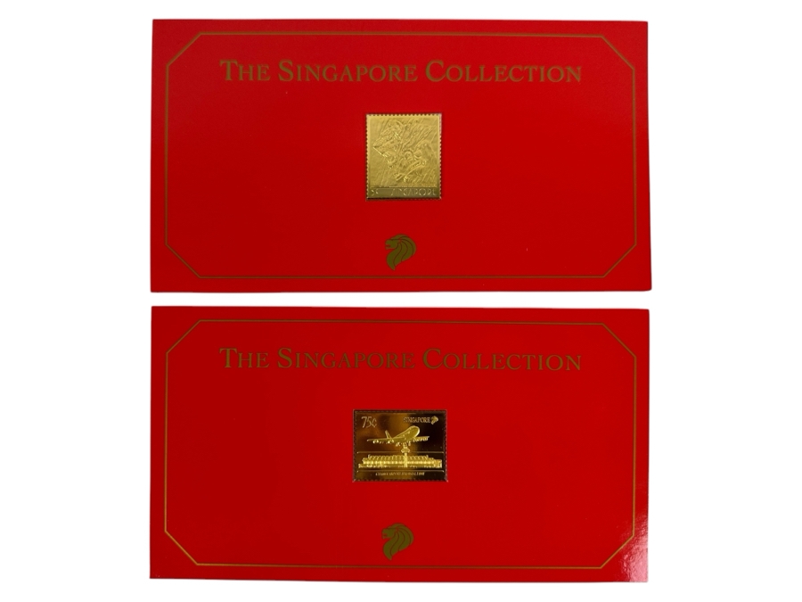(2) Rare 1995 Limited Edition The Singapore Collection 925 Sterling Silver Proof Ingots By The Singapore Mint And Singapore Philatelic Museum Limited To 3,800 Sets 63g [Photo 1]
