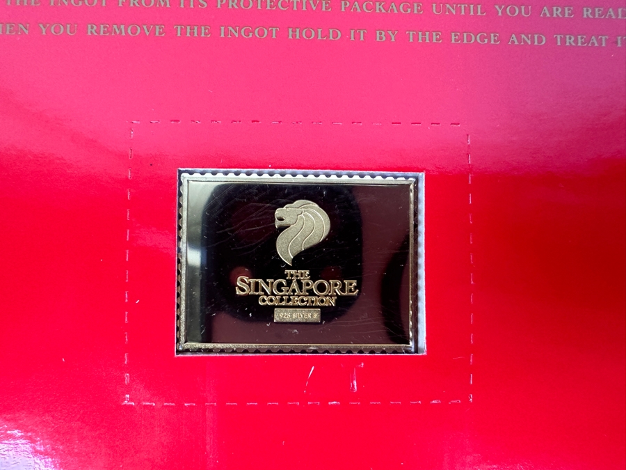 (2) Rare 1995 Limited Edition The Singapore Collection 925 Sterling Silver Proof Ingots By The Singapore Mint And Singapore Philatelic Museum Limited To 3,800 Sets 63g [Photo 6]
