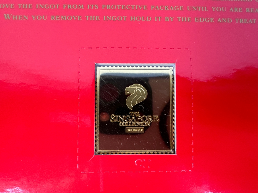 (2) Rare 1995 Limited Edition The Singapore Collection 925 Sterling Silver Proof Ingots By The Singapore Mint And Singapore Philatelic Museum Limited To 3,800 Sets 63g [Photo 7]
