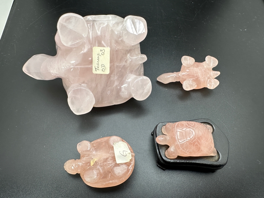 Four Carved Rose Quartz Turtle Figurines 346g [Photo 13]