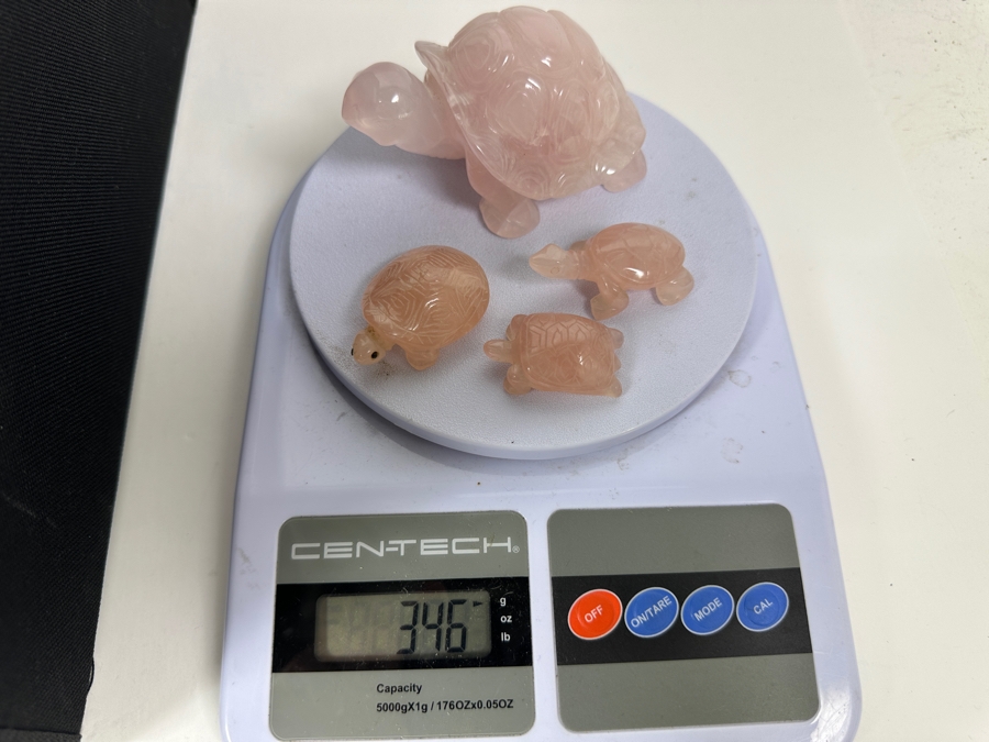 Four Carved Rose Quartz Turtle Figurines 346g [Photo 17]