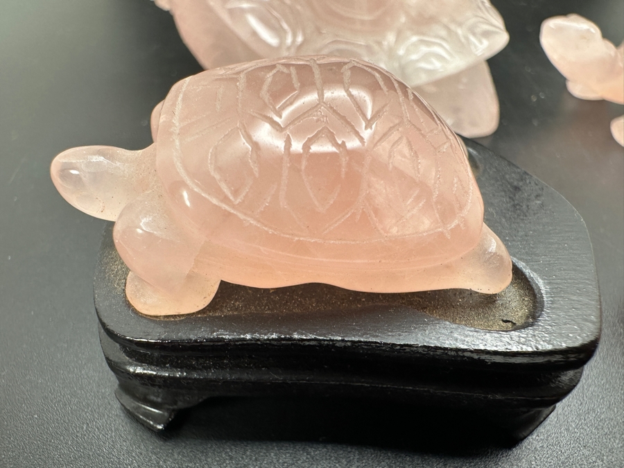 Four Carved Rose Quartz Turtle Figurines 346g [Photo 6]