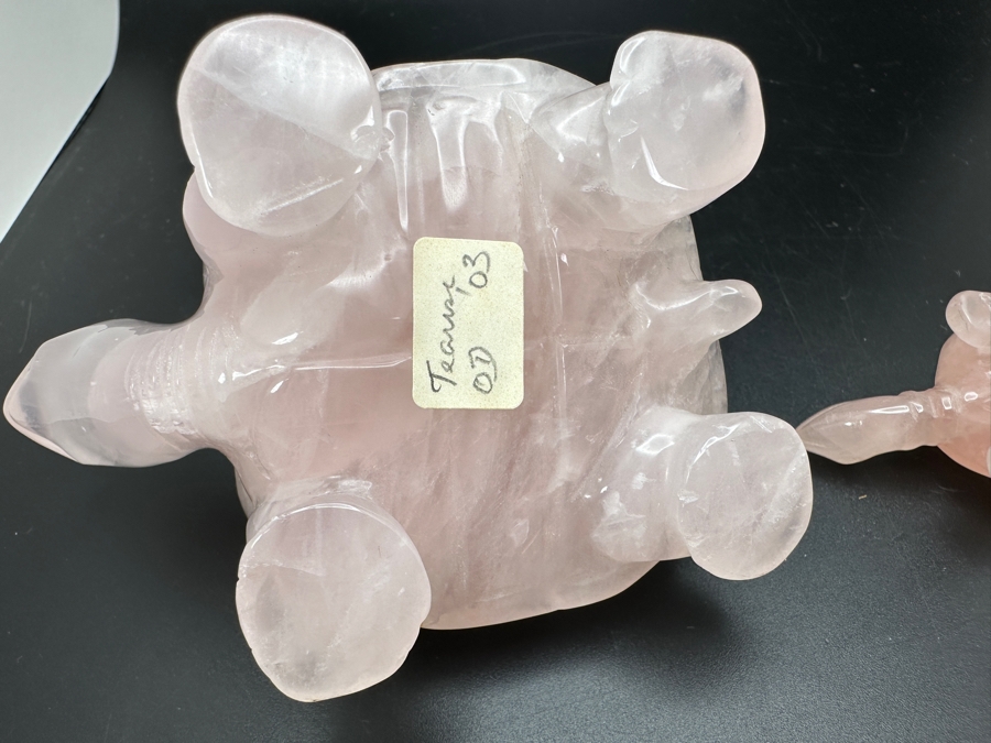 Four Carved Rose Quartz Turtle Figurines 346g [Photo 14]