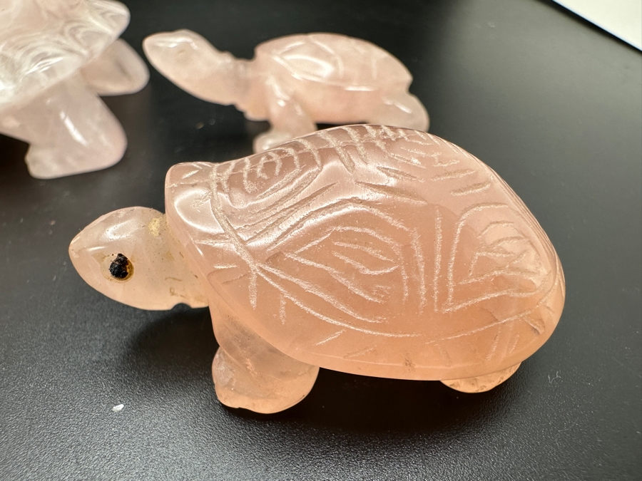 Four Carved Rose Quartz Turtle Figurines 346g [Photo 10]