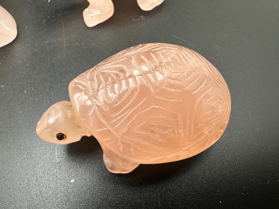 Four Carved Rose Quartz Turtle Figurines 346g [Photo 11]