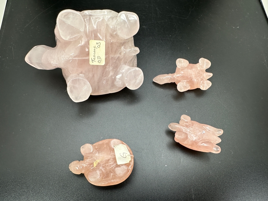 Four Carved Rose Quartz Turtle Figurines 346g [Photo 15]
