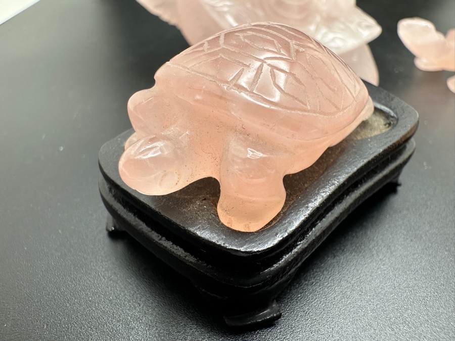 Four Carved Rose Quartz Turtle Figurines 346g [Photo 7]
