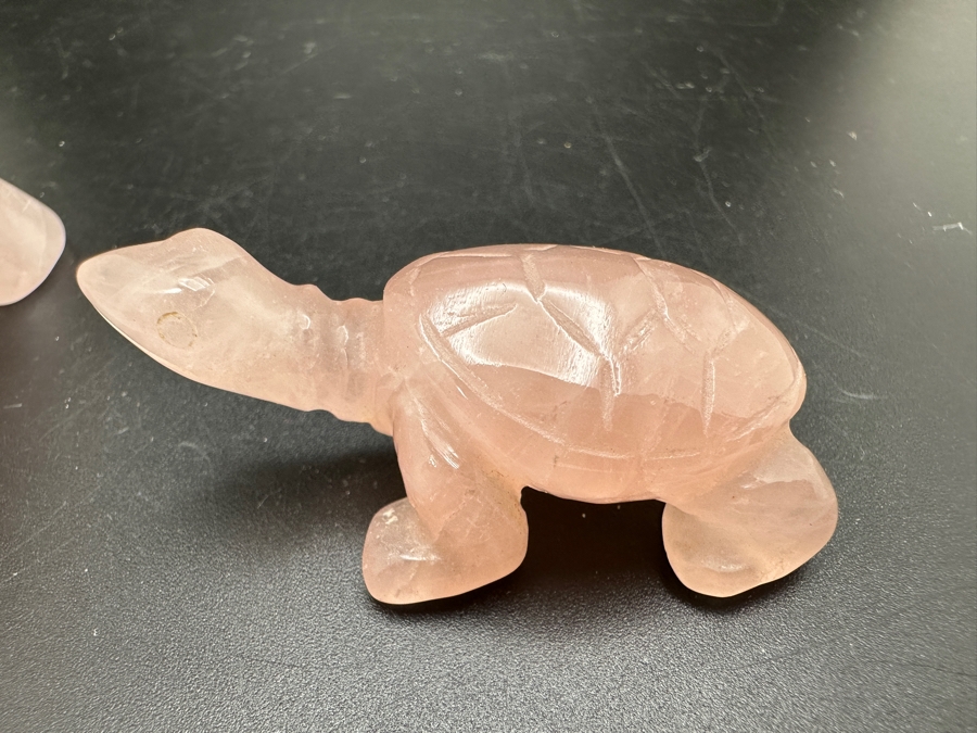 Four Carved Rose Quartz Turtle Figurines 346g [Photo 12]