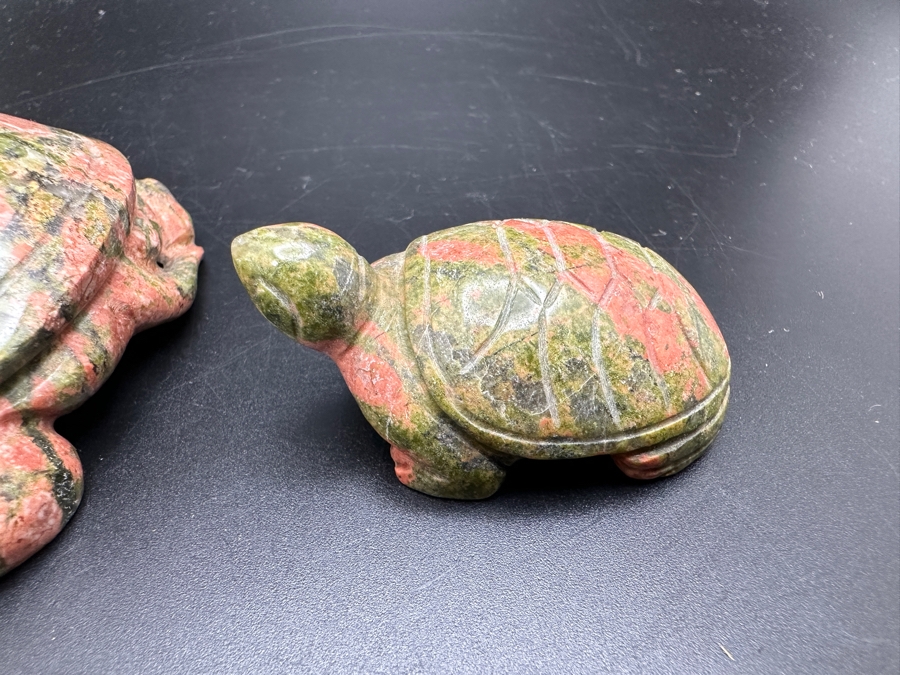 Four Carved Unakite Stone Of Vision Turtle Figurines 547g [Photo 11]