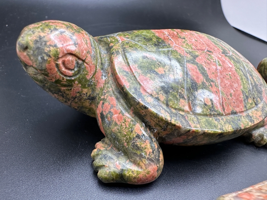 Four Carved Unakite Stone Of Vision Turtle Figurines 547g [Photo 9]