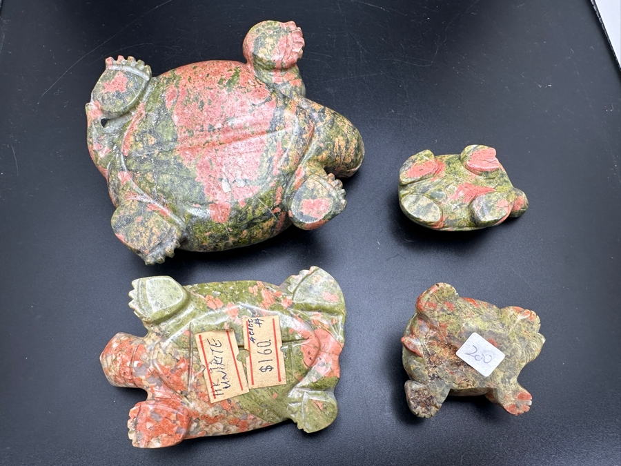 Four Carved Unakite Stone Of Vision Turtle Figurines 547g [Photo 12]