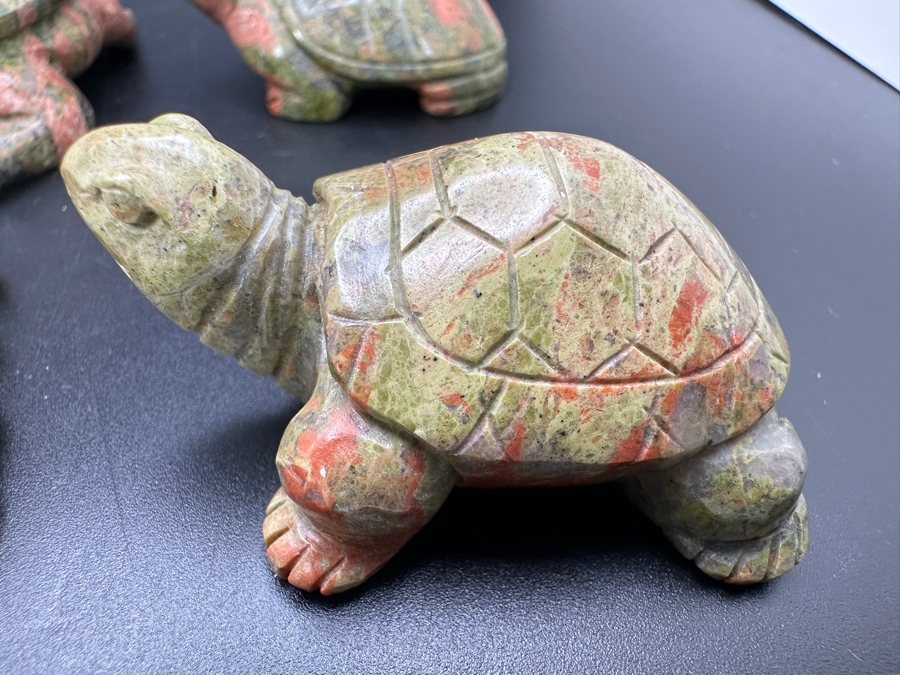 Four Carved Unakite Stone Of Vision Turtle Figurines 547g [Photo 10]