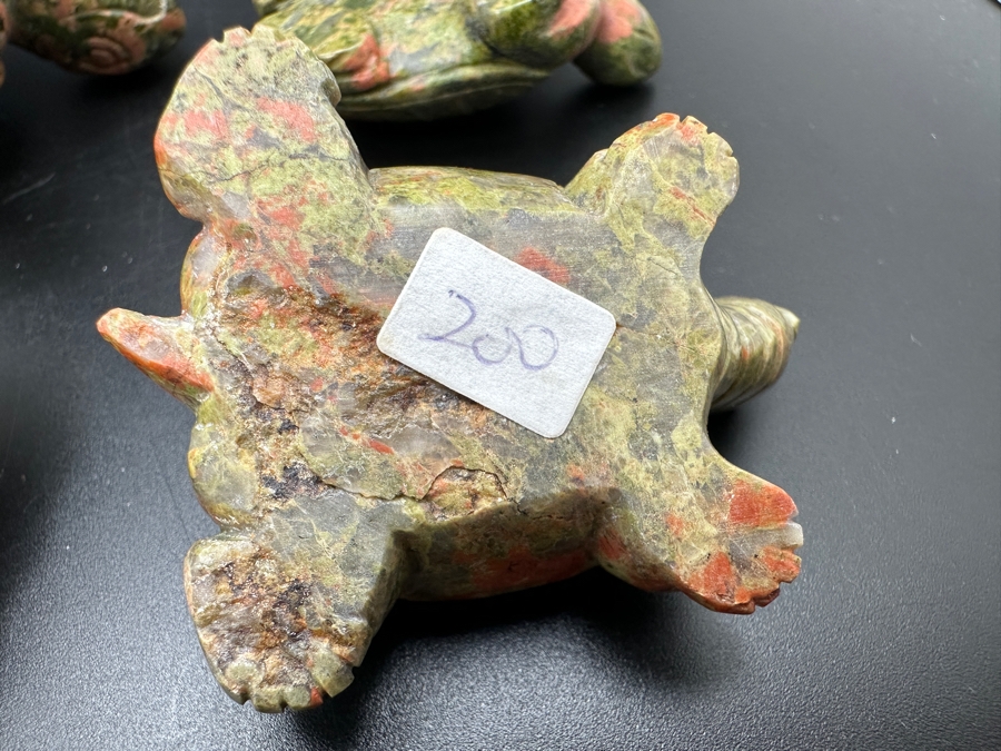 Four Carved Unakite Stone Of Vision Turtle Figurines 547g [Photo 13]