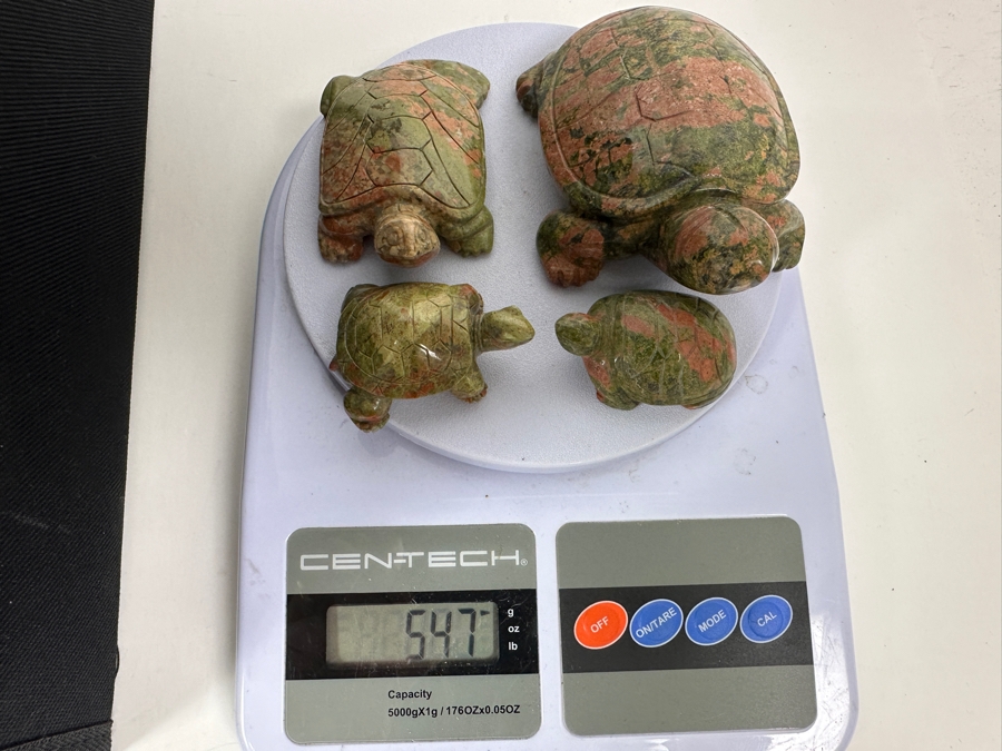 Four Carved Unakite Stone Of Vision Turtle Figurines 547g [Photo 16]