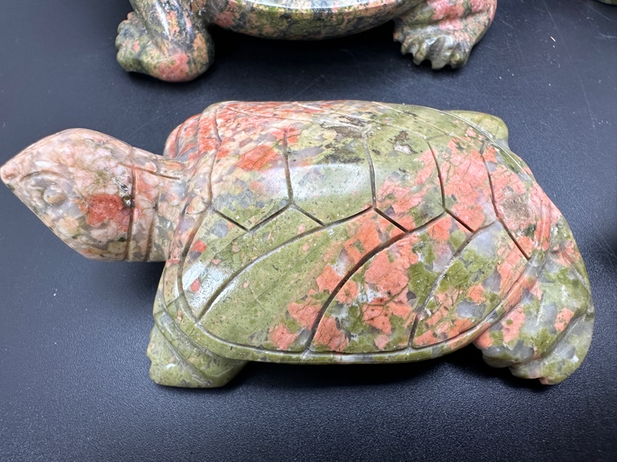 Four Carved Unakite Stone Of Vision Turtle Figurines 547g [Photo 7]