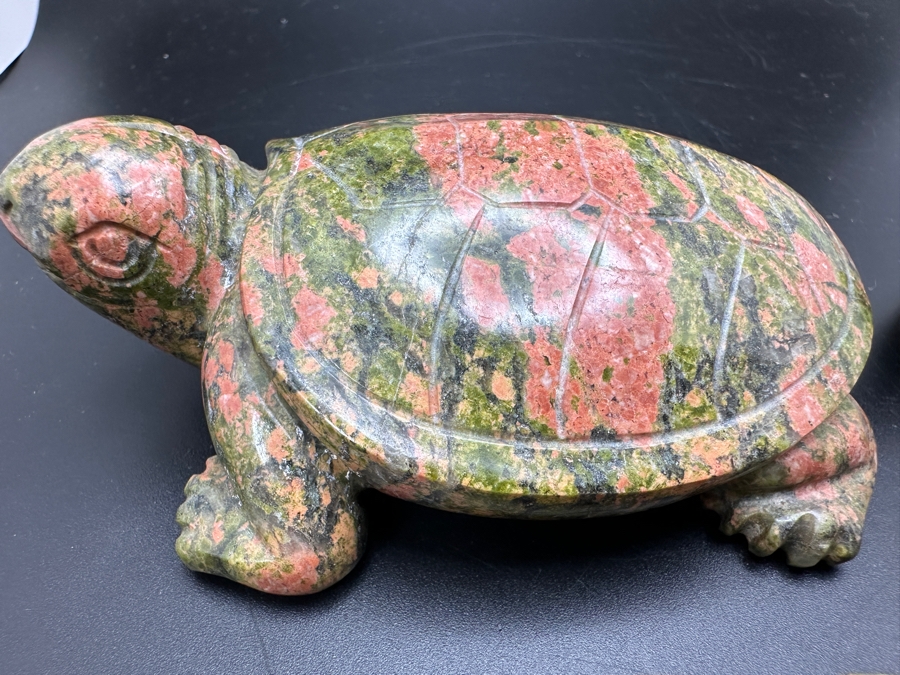 Four Carved Unakite Stone Of Vision Turtle Figurines 547g [Photo 8]