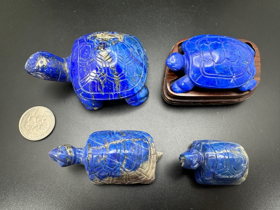 Four Carved Lapis Lazuli Turtle Figurines 308g [Photo 8]