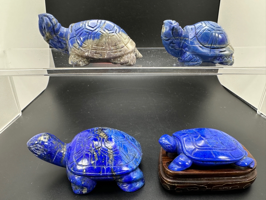 Four Carved Lapis Lazuli Turtle Figurines 308g [Photo 3]