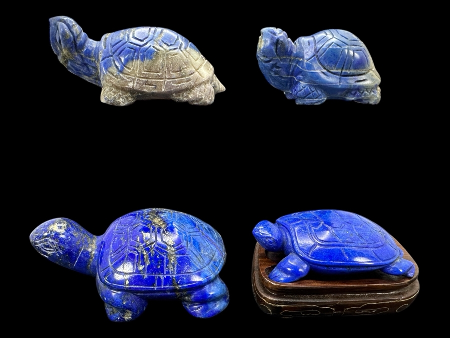 Four Carved Lapis Lazuli Turtle Figurines 308g [Photo 2]