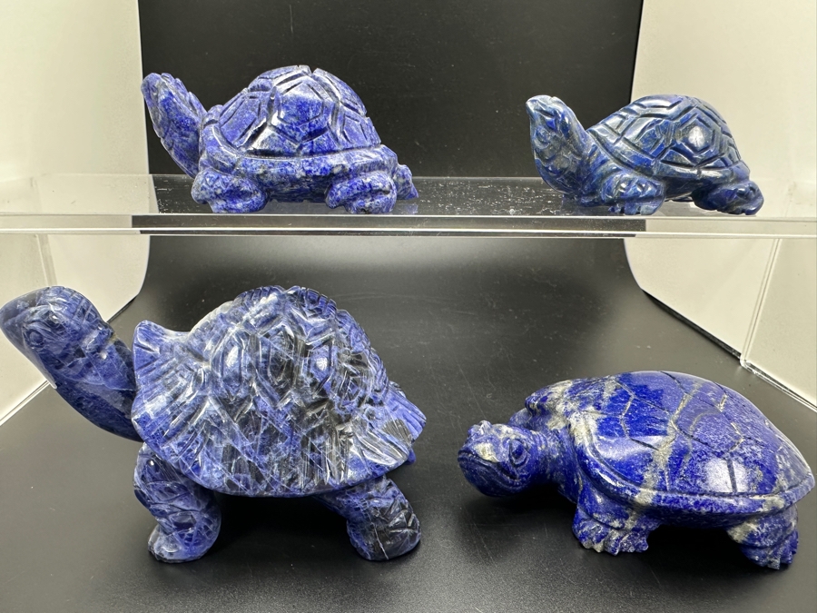 Four Carved Lapis Lazuli Turtle Figurines 621g [Photo 4]