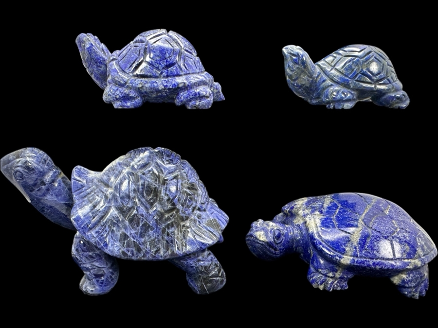 Four Carved Lapis Lazuli Turtle Figurines 621g [Photo 2]