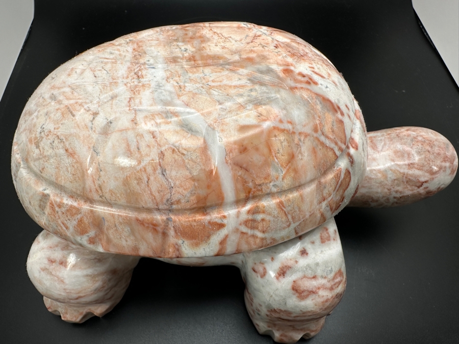 Large Carved Stone Turtle Figurine Box 1,377g [Photo 3]