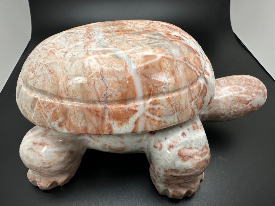 Large Carved Stone Turtle Figurine Box 1,377g [Photo 2]