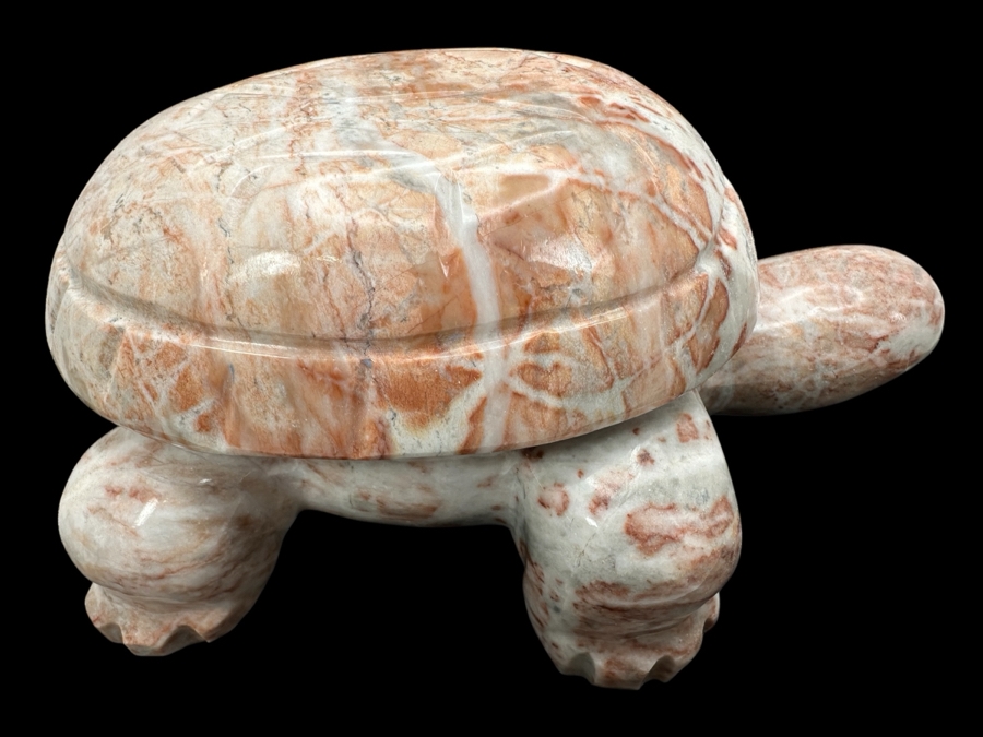 Large Carved Stone Turtle Figurine Box 1,377g [Photo 1]
