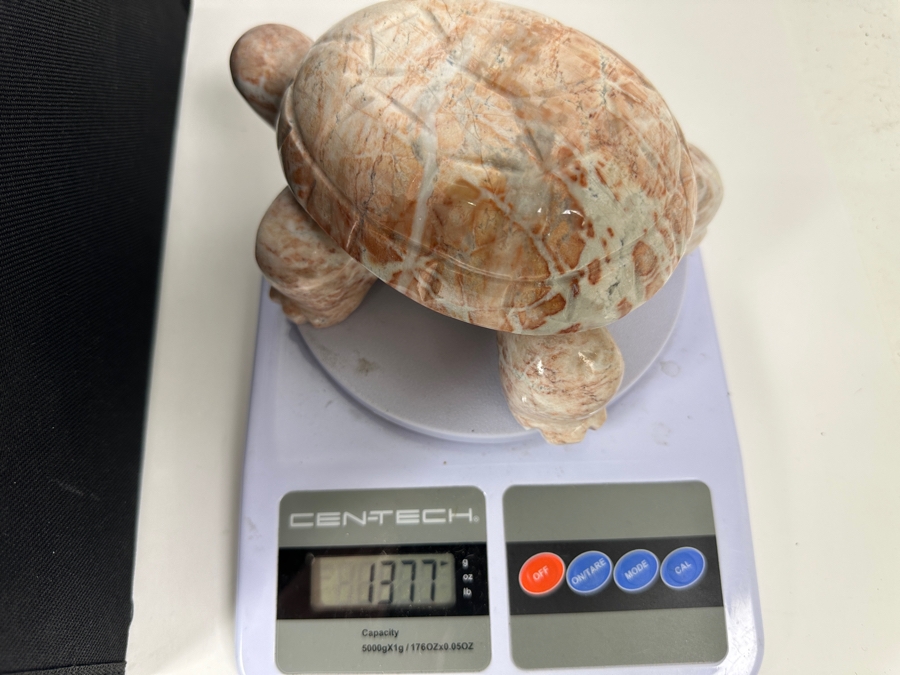 Large Carved Stone Turtle Figurine Box 1,377g [Photo 8]