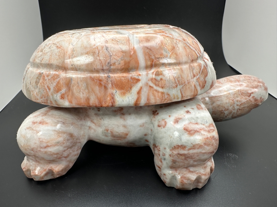 Large Carved Stone Turtle Figurine Box 1,377g [Photo 4]
