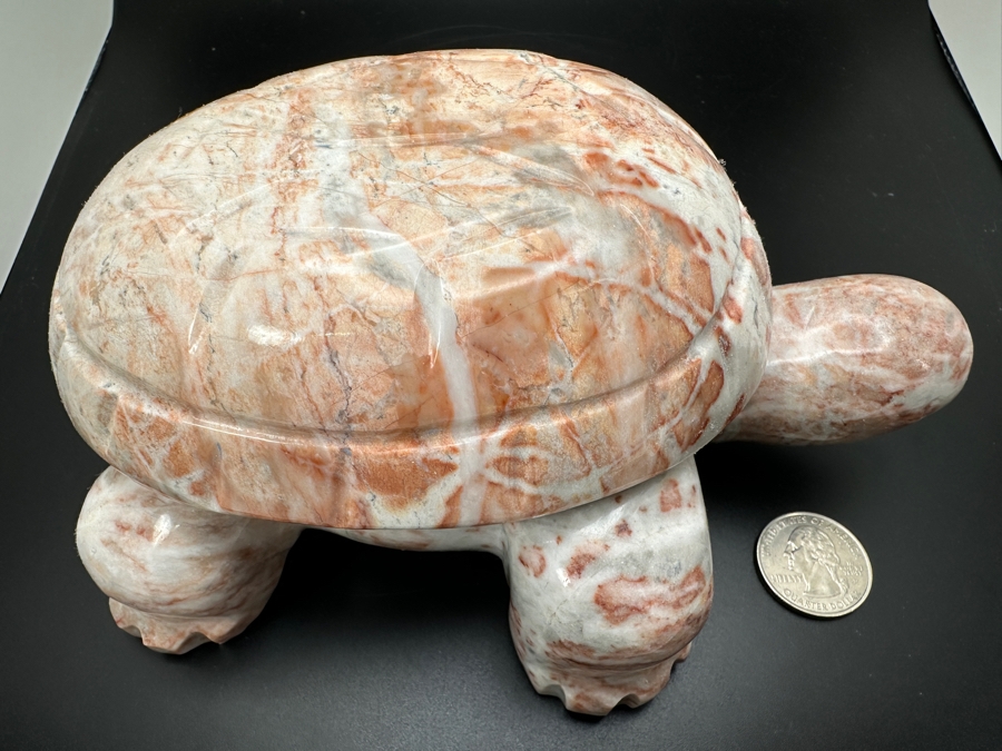 Large Carved Stone Turtle Figurine Box 1,377g [Photo 5]