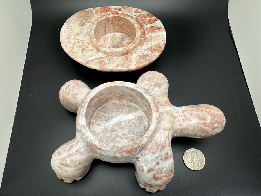 Large Carved Stone Turtle Figurine Box 1,377g [Photo 6]