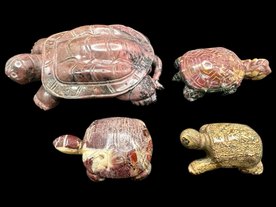 Four Carved Stone Turtle Figurines 402g [Photo 1]
