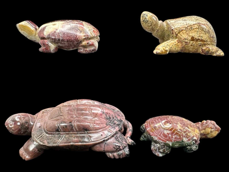 Four Carved Stone Turtle Figurines 402g [Photo 2]